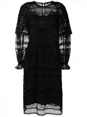 Платье с длинными рукавами и вышивкой Alberta Ferretti. Цвет: черный