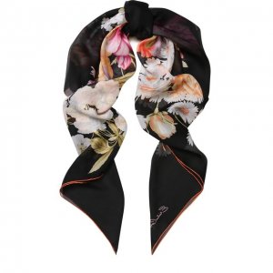 Шелковый платок с цветочным принтом Emilio Conte. Цвет: чёрный