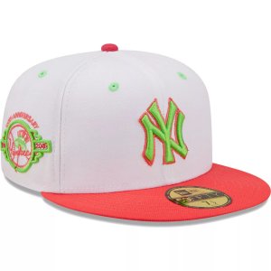 Мужская облегающая шляпа New Era белый/коралловый York Yankees 100th Anniversary Strawberry Lolli 59FIFTY