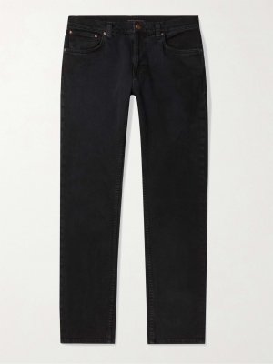 Зауженные джинсы из эластичного денима Lean Dean NUDIE JEANS, черный Jeans