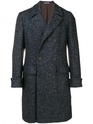 Двубортное пальто Borrelli. Цвет: синий