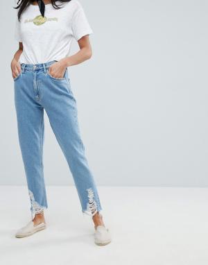 Джинсы в винтажном стиле с состаренной отделкой Mih Jeans. Цвет: синий
