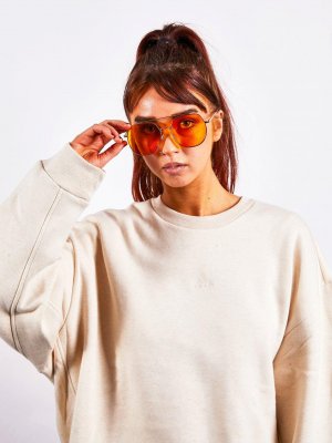 Золотые закругленные солнцезащитные очки-авиаторы, оранжевый SVNX