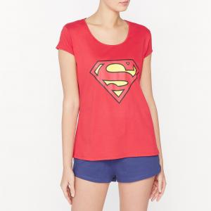 Пижама с шортами из хлопка Superman. Цвет: красный/ темно-синий