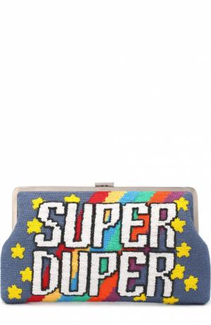 Клатч Super Duper с вышивкой бисером Sarah’s Bag. Цвет: разноцветный