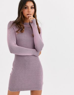 Сиреневое вязаное платье -Фиолетовый Missguided