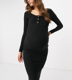 Черное платье с пуговицами спереди -Черный цвет Missguided Maternity