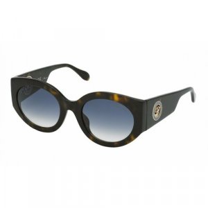 Солнцезащитные очки 157-722Y, круглые, оправа: пластик, с защитой от УФ, для женщин, серый Blumarine. Цвет: черный