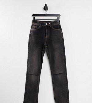 Черные выбеленные джинсы прямого кроя в стиле 90-х со рваной отделкой на коленях COLLUSION x000 Unisex-Черный цвет