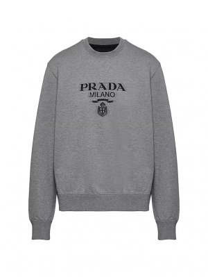 Толстовка оверсайз из хлопкового джерси с логотипом , серый Prada