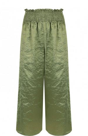 Укороченные расклешенные брюки с эластичным поясом Forte_forte. Цвет: зеленый