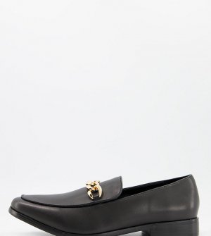 Черные кожаные летние туфли для широкой стопы с плетеной отделкой и шнуровкой -Черный цвет Rule London