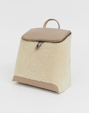 Квадратный рюкзак с искусственным мехом -Светло-коричневый Chateau