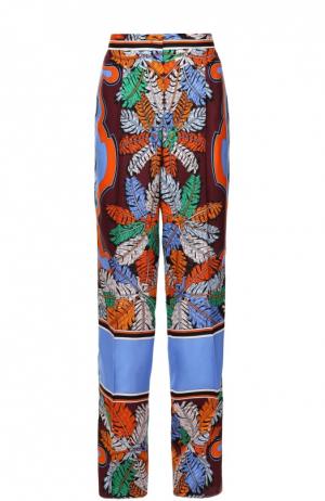 Шелковые брюки прямого кроя с контрастным принтом Emilio Pucci. Цвет: синий