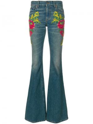 Декорированные расклешенные джинсы Gucci. Цвет: синий