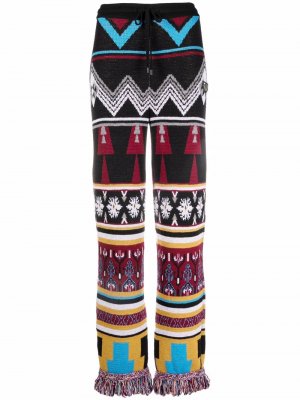 Шерстяные спортивные брюки Navajo с бахромой Philipp Plein. Цвет: черный