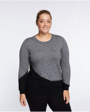 Женский свитер с ручной вышивкой нитками из смеси шерсти и альпаки , серый Fiorella Rubino. Цвет: серый