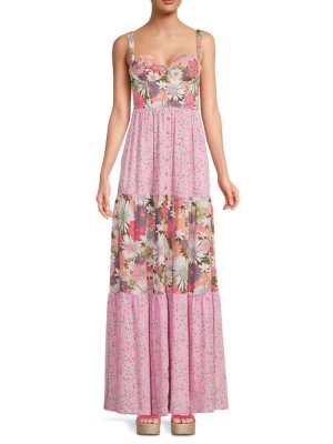 Платье макси с цветочным принтом Alani Java , цвет Pink Multi Agua Bendita