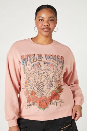 Пуловер больших размеров со стразами и рисунком Дикого Запада , розовый Forever 21