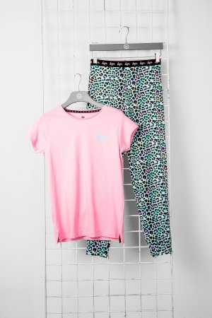 1 упаковка пижамы с напуском и рукавами-крылышками манжетами в виде животного, розовый комплект , Hype