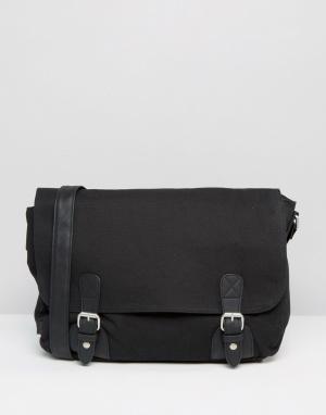 Черный парусиновый портфель ASOS. Цвет: черный