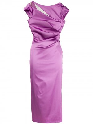 Платье миди Bora со сборками Talbot Runhof. Цвет: фиолетовый