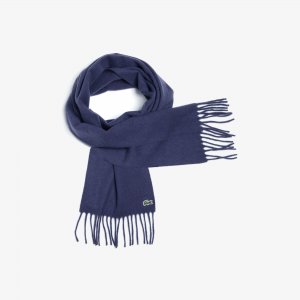 Шапки, шарфы и перчатки Шерстяной шарф  Unisex Lacoste. Цвет: тёмно-синий