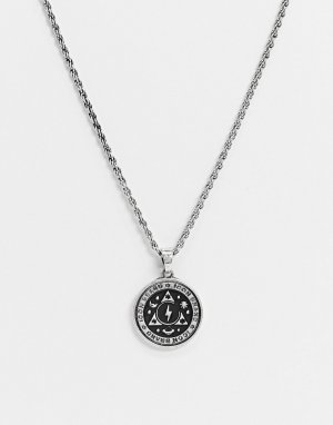 Серебристое ожерелье с космической подвеской черного цвета эмалью -Серебристый Icon Brand