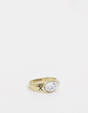 Золотистое кольцо с овальным камнем -Золотистый Classics 77