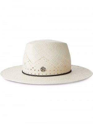 Соломенная шляпа-федора Kyra Maison Michel. Цвет: бежевый