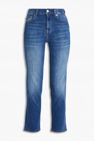 Укороченные джинсы прямого кроя с высокой посадкой , средний деним 7 For All Mankind