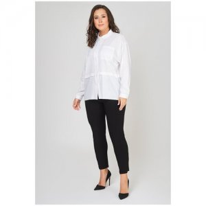 Блузка-рубашка женская белая офисная повседневная свободная с длинными рукавами plus size (большие размеры) OLS. Цвет: белый