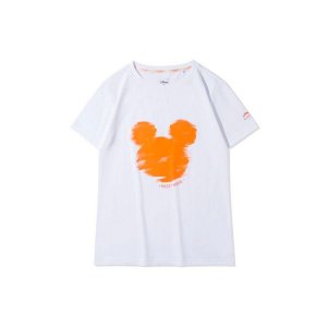 Disney Kung Fu Mickey Silhouette Print Short Sleeve T-Shirt Women Tops Standard-White AHSQ144-4 Li-Ning
