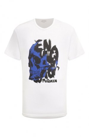 Хлопковая футболка Alexander McQueen. Цвет: белый