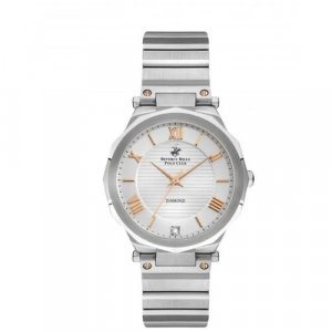 Наручные часы Американские женские кварцевые с бриллиантом BP3264X.330 гарантией, серебряный, золотой Beverly Hills Polo Club. Цвет: серебристый/золотистый/белый