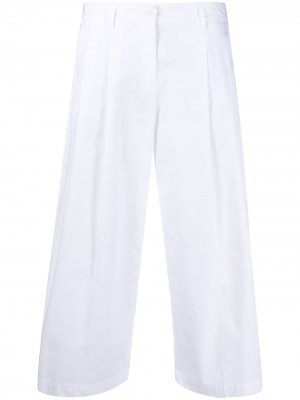 Широкие укороченные брюки Rose Jejia. Цвет: белый