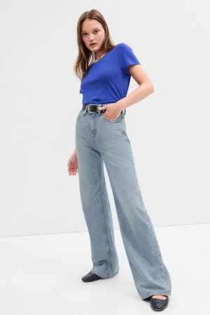 Широкие джинсы с завышенной талией Gap, синий GAP