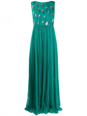 Вечернее платье с пайетками и бусинами Just Cavalli. Цвет: зеленый