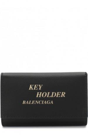 Кожаный футляр для ключей Balenciaga. Цвет: черный