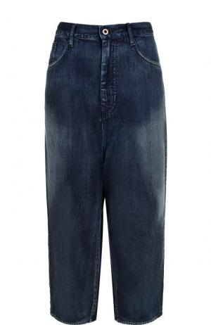 Укороченные джинсы с потертостями Yohji Yamamoto. Цвет: синий