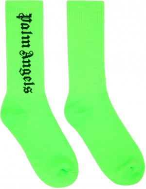 Зеленые носки с логотипом в готическом стиле Palm Angels