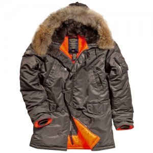 Куртка аляска slim Fit N-3B Parka, green-orange, натуральный мех (размер: 5xl) Alpha Industries. Цвет: зеленый