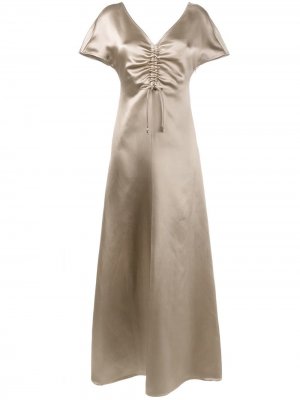 Длинное платье с присборенной отделкой Barbara Casasola. Цвет: нейтральные цвета
