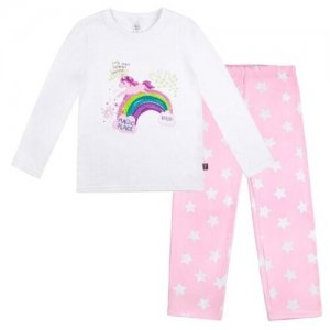 Пижама BOSSA NOVA 362К-151 для девочки, цвет белый/розовый, размер 140. Цвет: белый/розовый