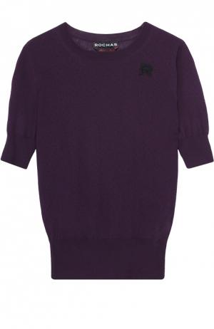 Пуловер прямого кроя с коротким рукавом и перфорацией Rochas. Цвет: фиолетовый