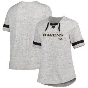 Женская серая футболка Baltimore Ravens больших размеров на шнуровке с v-образным вырезом Unbranded