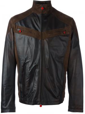 Кожаная куртка с панельным дизайном Kiton. Цвет: коричневый