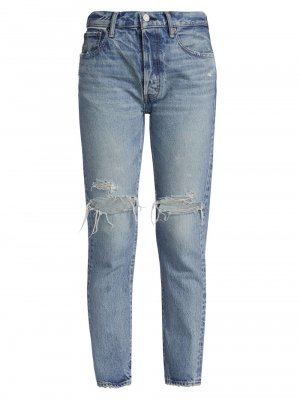 Зауженные джинсы Humphreys с высокой посадкой и эффектом потертости , синий Moussy Vintage
