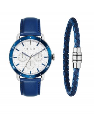 Подарочный набор мужских часов Magarit с синим кожаным ремешком 46 мм и браслетом, 2 предмета Ted Baker