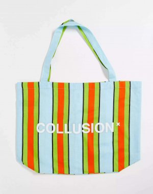 Разноцветная пляжная сумка в полоску COLLUSION